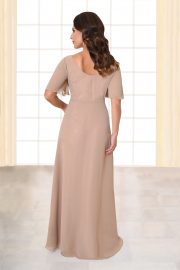 Abendkleid lang Florina mit Knopfleiste nude von hinten