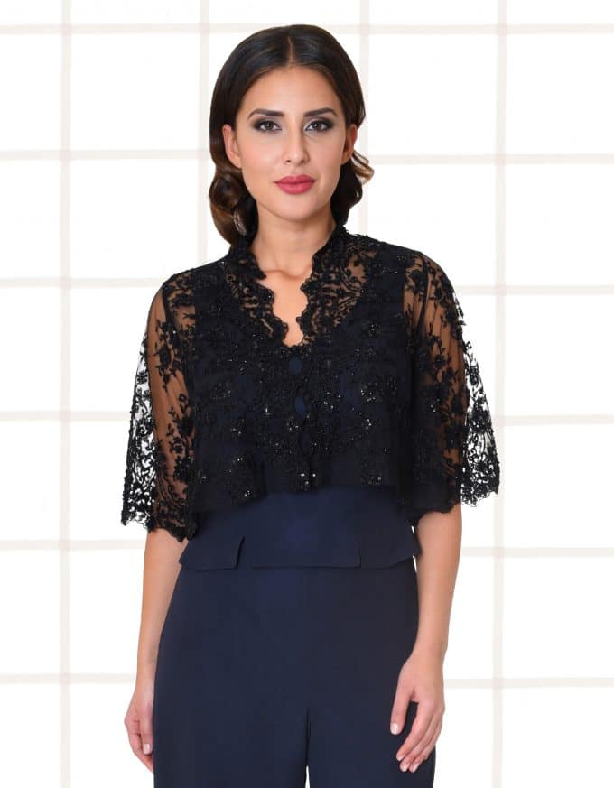 Bolero Spitze Fiona in schwarz Nahaufnahme