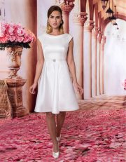 Standesamtkleid kurz in A-Linie mit U-Boot Ausschnitt von vorne