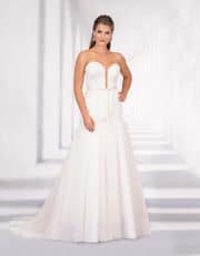 Trägerloses Brautkleid mit tiefem Ausschnitt von vorne