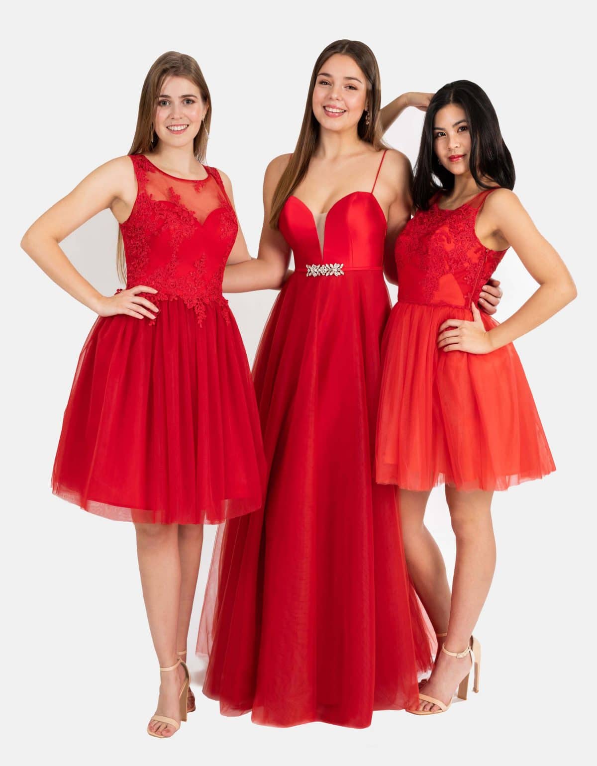 Lange und kurze Ballkleider in rot in zauberhafter A-Linie