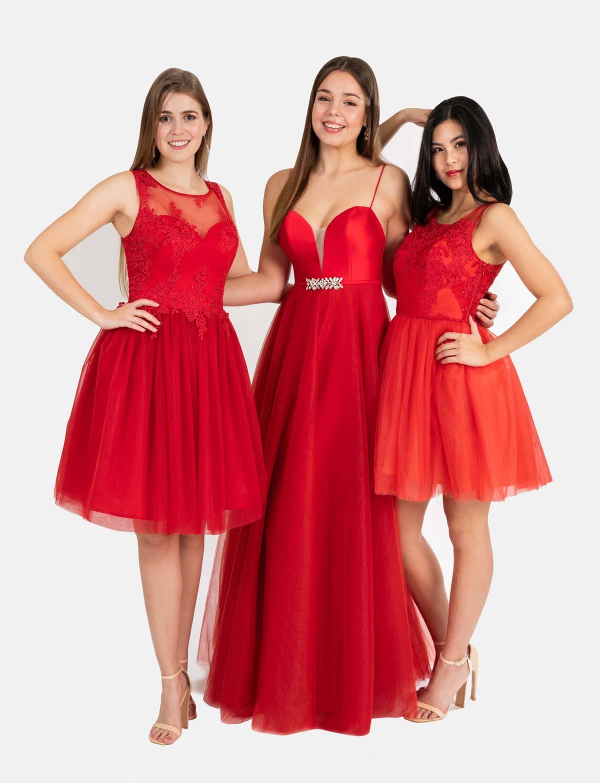 Lange und kurze Ballkleider in rot in zauberhafter A-Linie